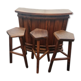 Bar and 3 stools rustic