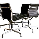 Eames Vitra chaise d'appoint en cuir alu lot de quatre