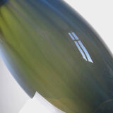 Vintage pear-shaped vase in smoked glass, lined with opaline, Murano bubble glass.