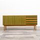Enfilade des années 60 design scandinave,portes à rainures verte