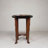 Table Art Déco avec plateau en laiton, Amsterdam School, années 1930