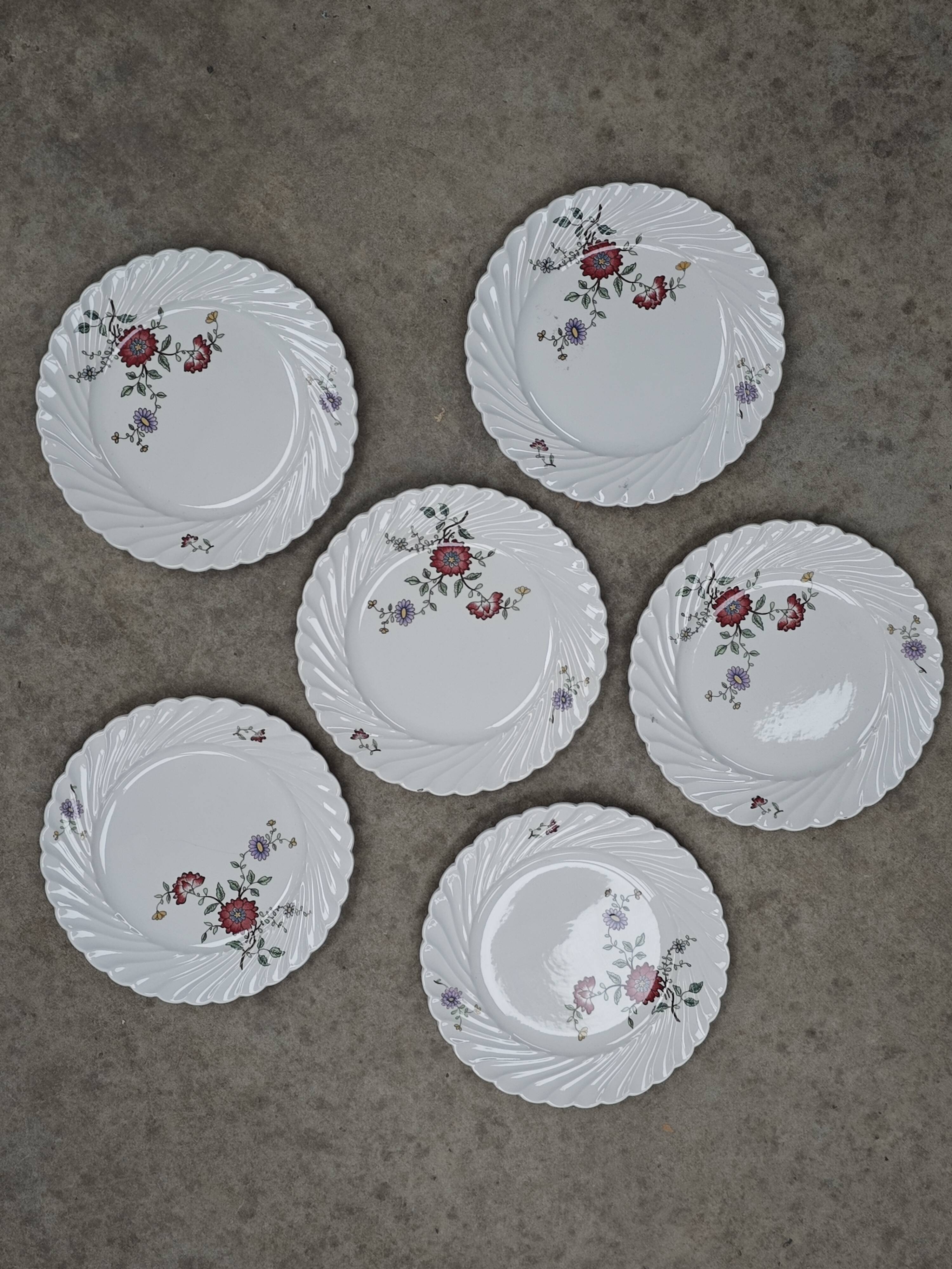 Lot de 6 assiettes à dessert KG Lunéville Service Fleurs des Indes
