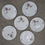 Lot de 6 assiettes à dessert KG Lunéville Service Fleurs des Indes