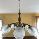 Lustre verre et bois et laiton