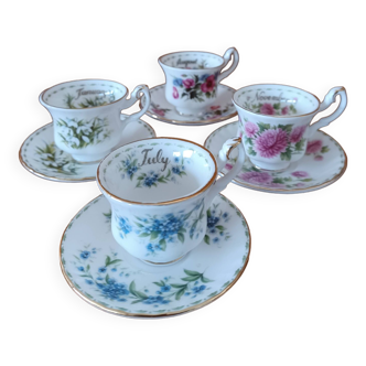 Royal albert 4 mini tasses et soucoupe fleur du mois