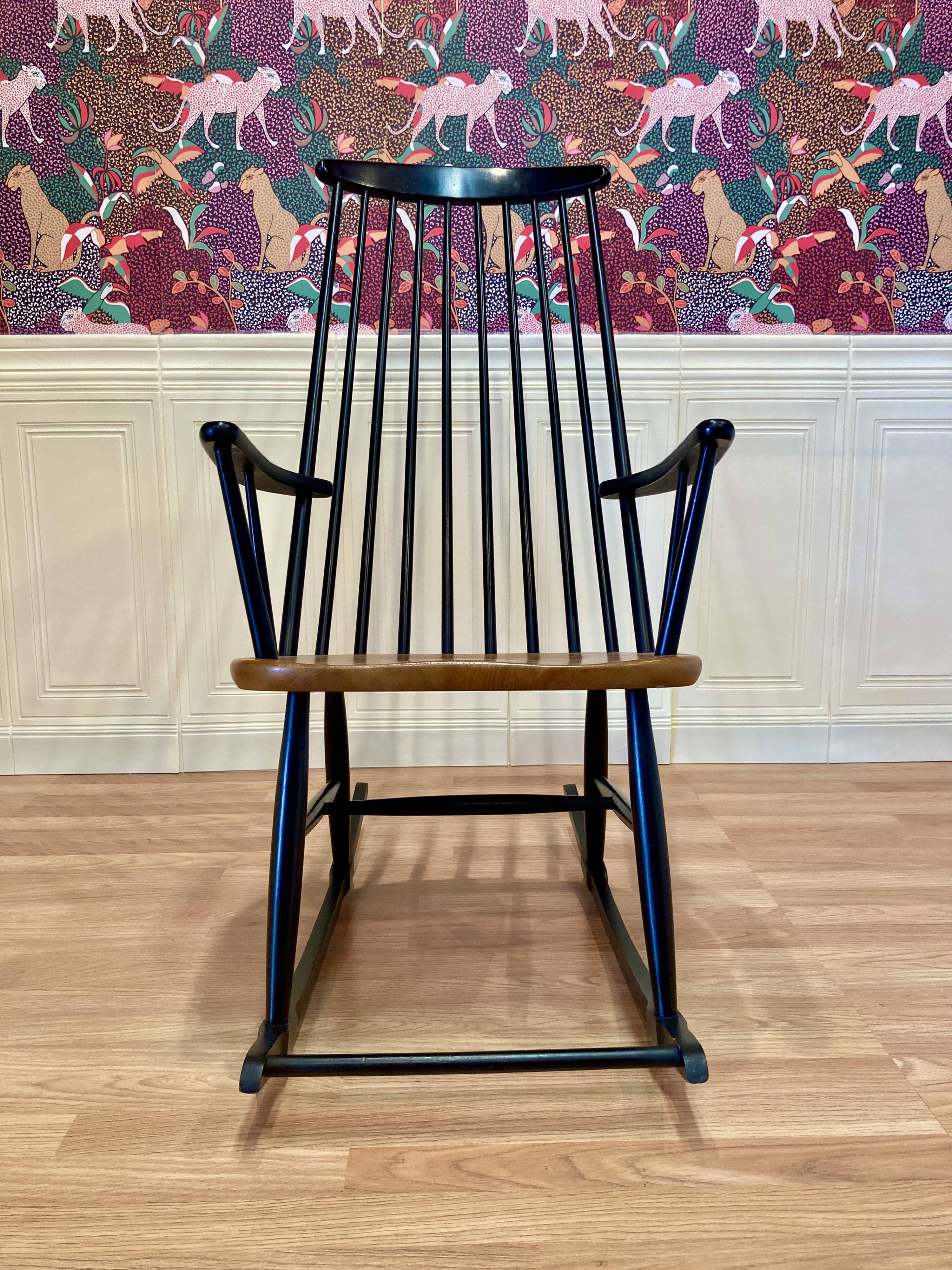 Fauteuil rocking chair design scandinave 1950 "Ilmari Tapiovaara".