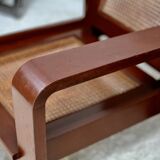 Pair of large armchairs. Wood and cane. Circa 1960