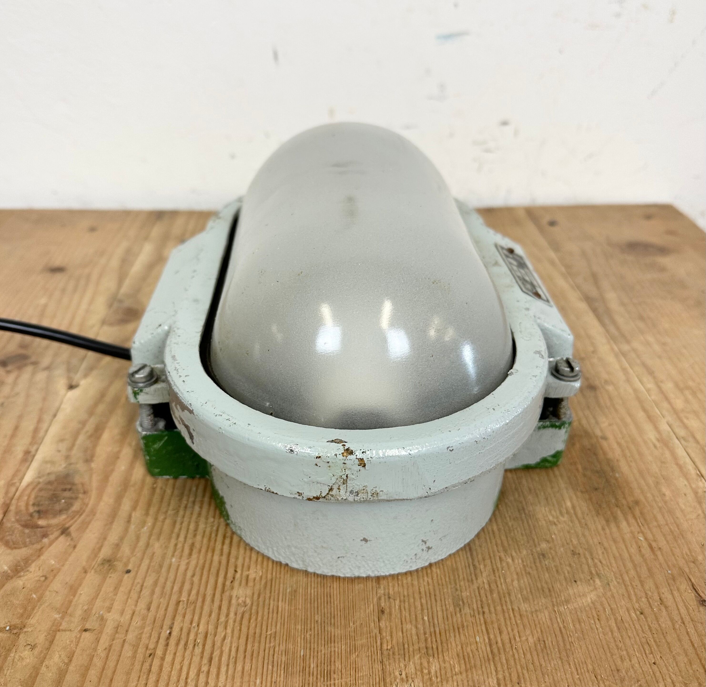 Industrial Cast Aluminium Wall Light with Milk Glass from Elektrosvit, 1970s
