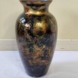 Signed églomisé glass vase, unique piece, France, circa 1980, 46 cm