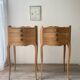 Paire de chevets en chêne - style Louis XV rustique- bois blond brut