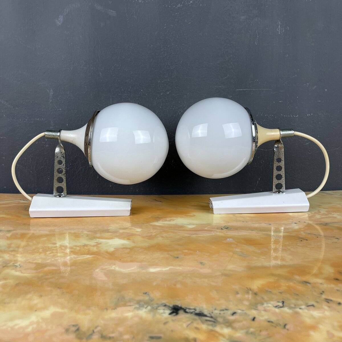 Italian white wall sconces from the mid-century by Targetti Sankey, 1960s, set of 2.