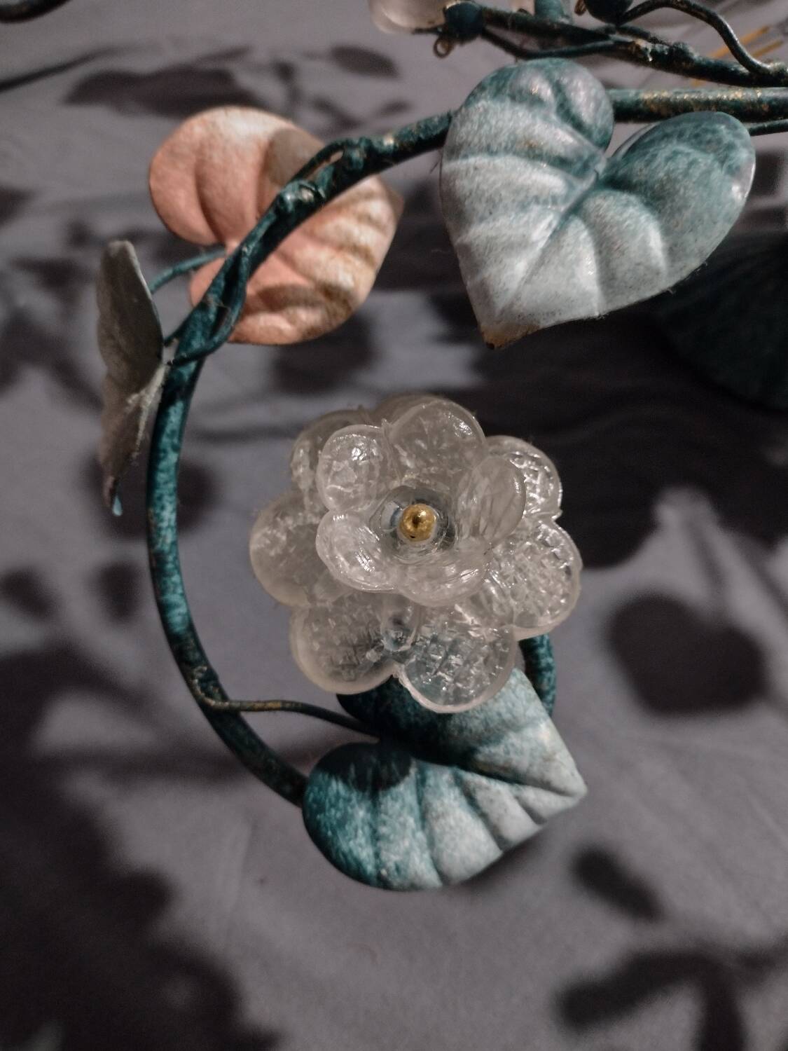 Murano glass and metal floral chandelier