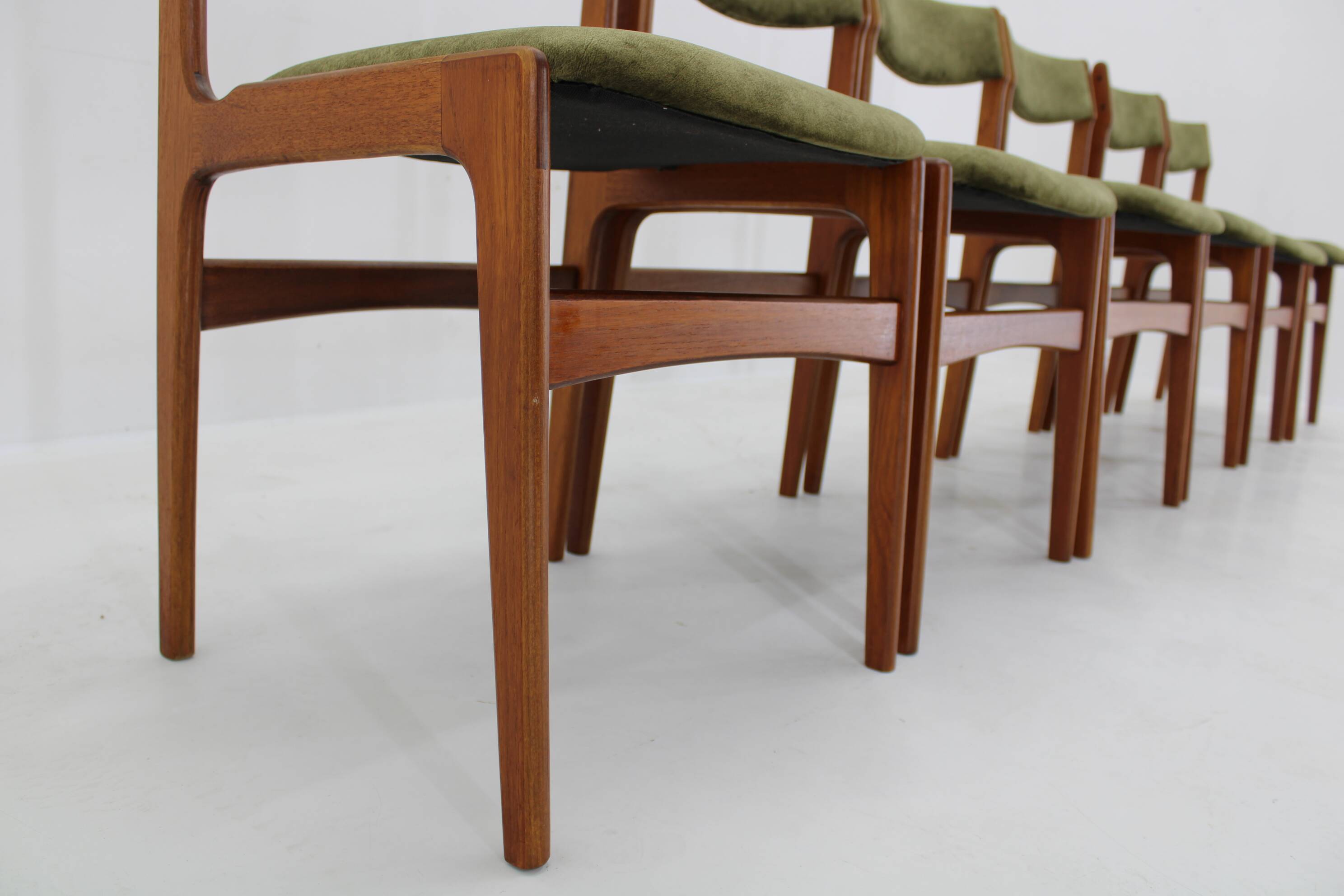 1960s Set of Six Danish Teak Dining Chairs , Restored