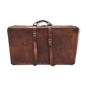 Natural leather suitcase
