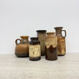 Set of 5 Scheurich West Germany ceramic vases , 1970s