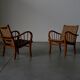 Pair of oak and rope arm chairs - Germany 1950s