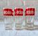6 vintage red and white flower decorated liqueur glasses