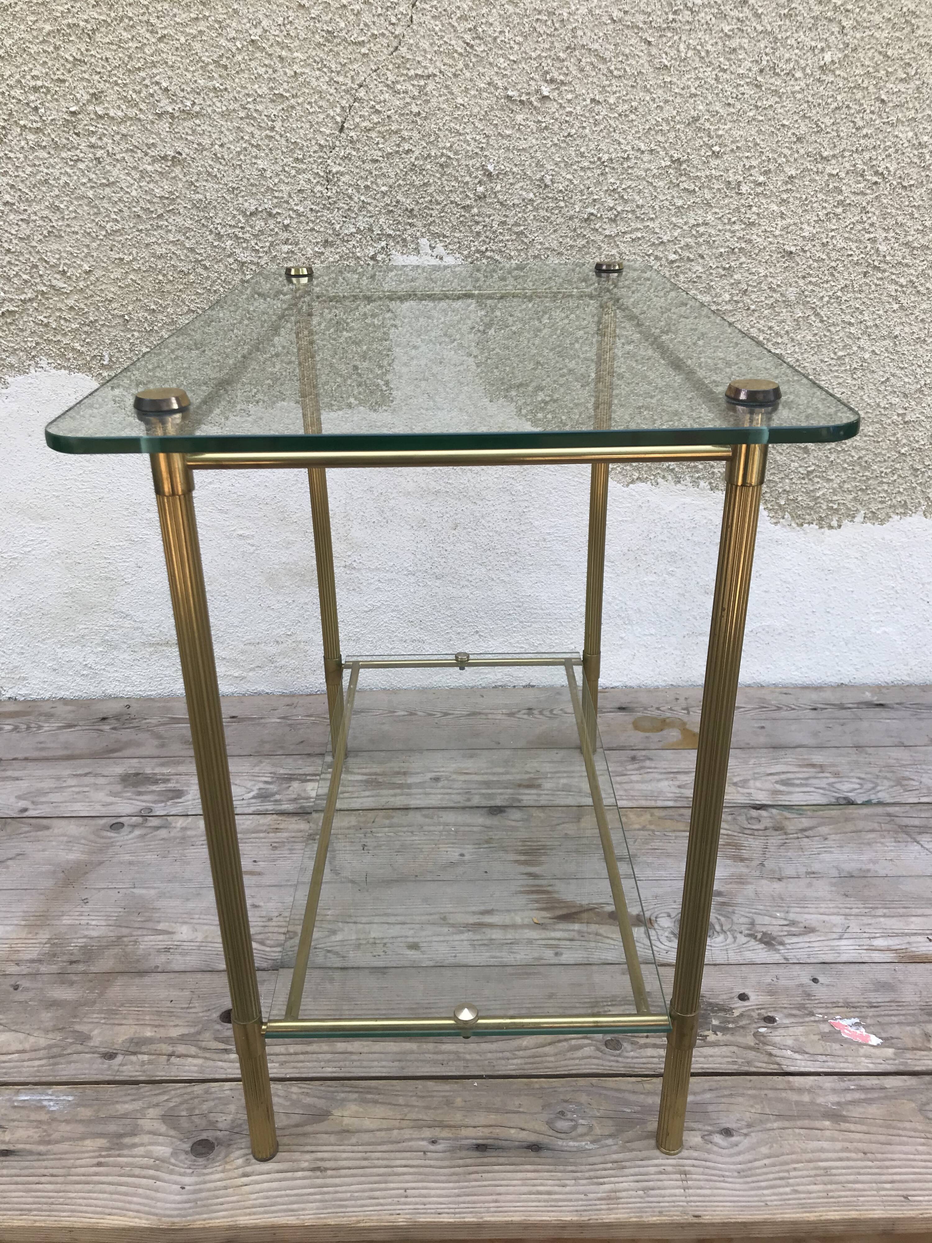 Coffee table brass and glass, 70s