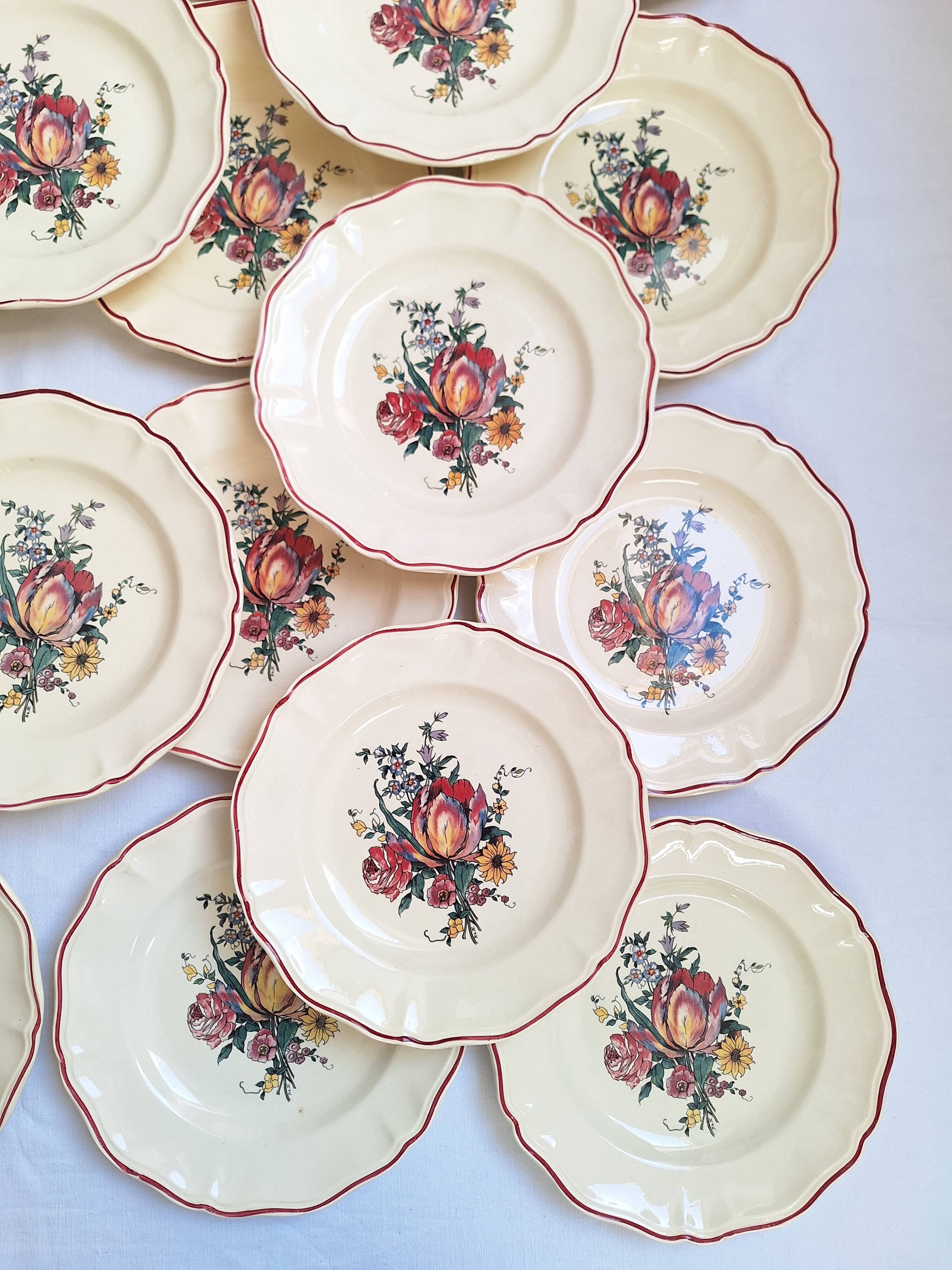 Assiettes plates Digoin Sarreguemines Modèle Loraine