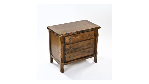 Commode à trois tiroirs en orme teinté