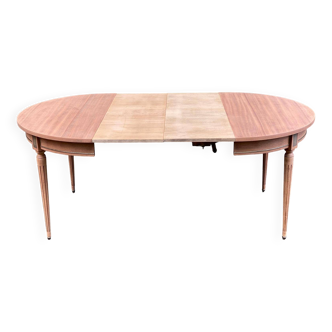 Louis XVI oval extendable round table in raw wood