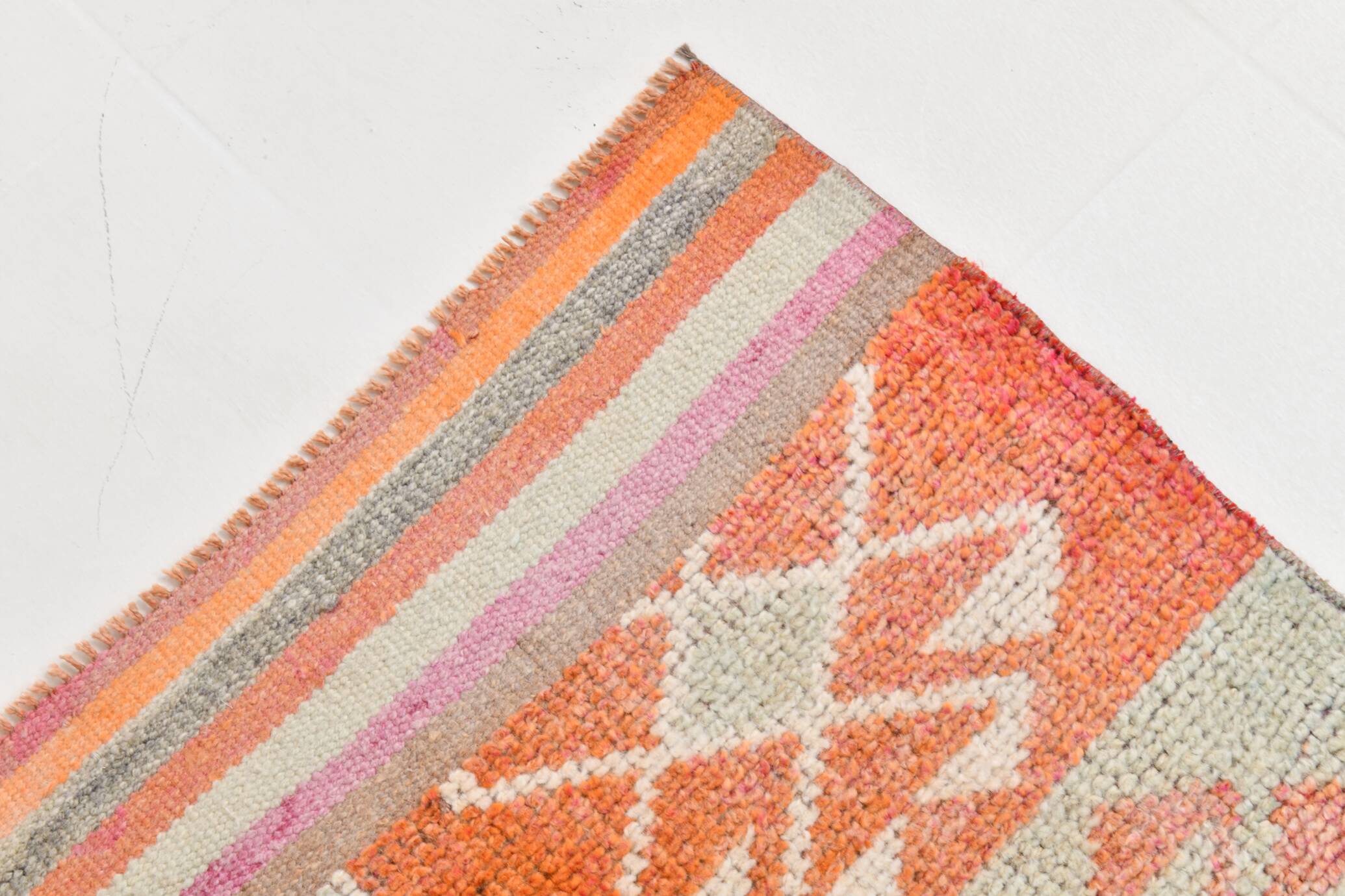 3x10 Turkish Pink & Orange Vintage Runner Rug, 91x316Cm