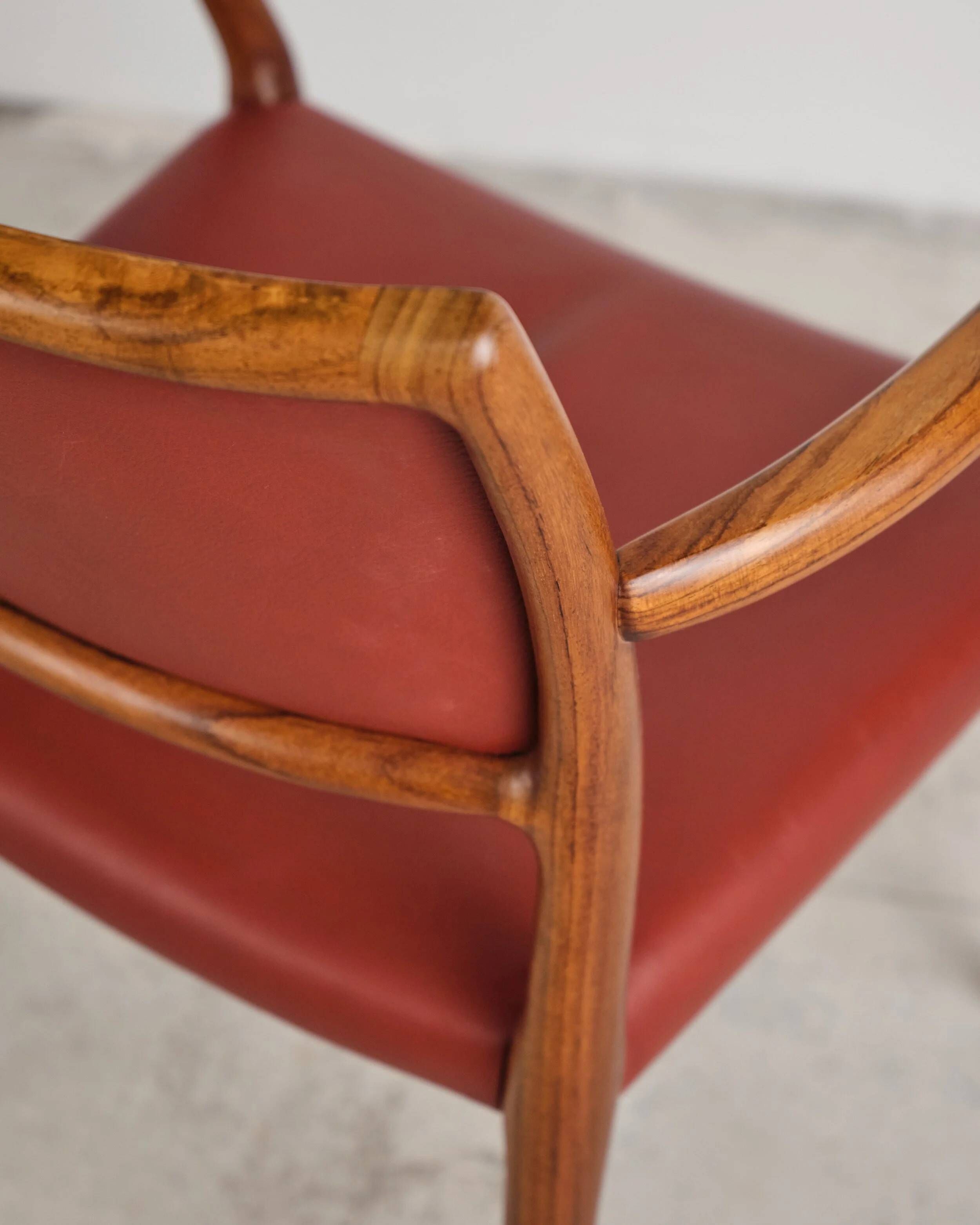 Armchair model 65 in oak and leather by Niels O. Møller, Denmark, 1960s.