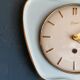 Vintage ceramic clock silent wall pendulum "Exact golden blue"