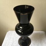 Vase en verre teinté noir avec liseré doré
