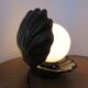 Black ceramic shell lamp and white opaline ball 1970