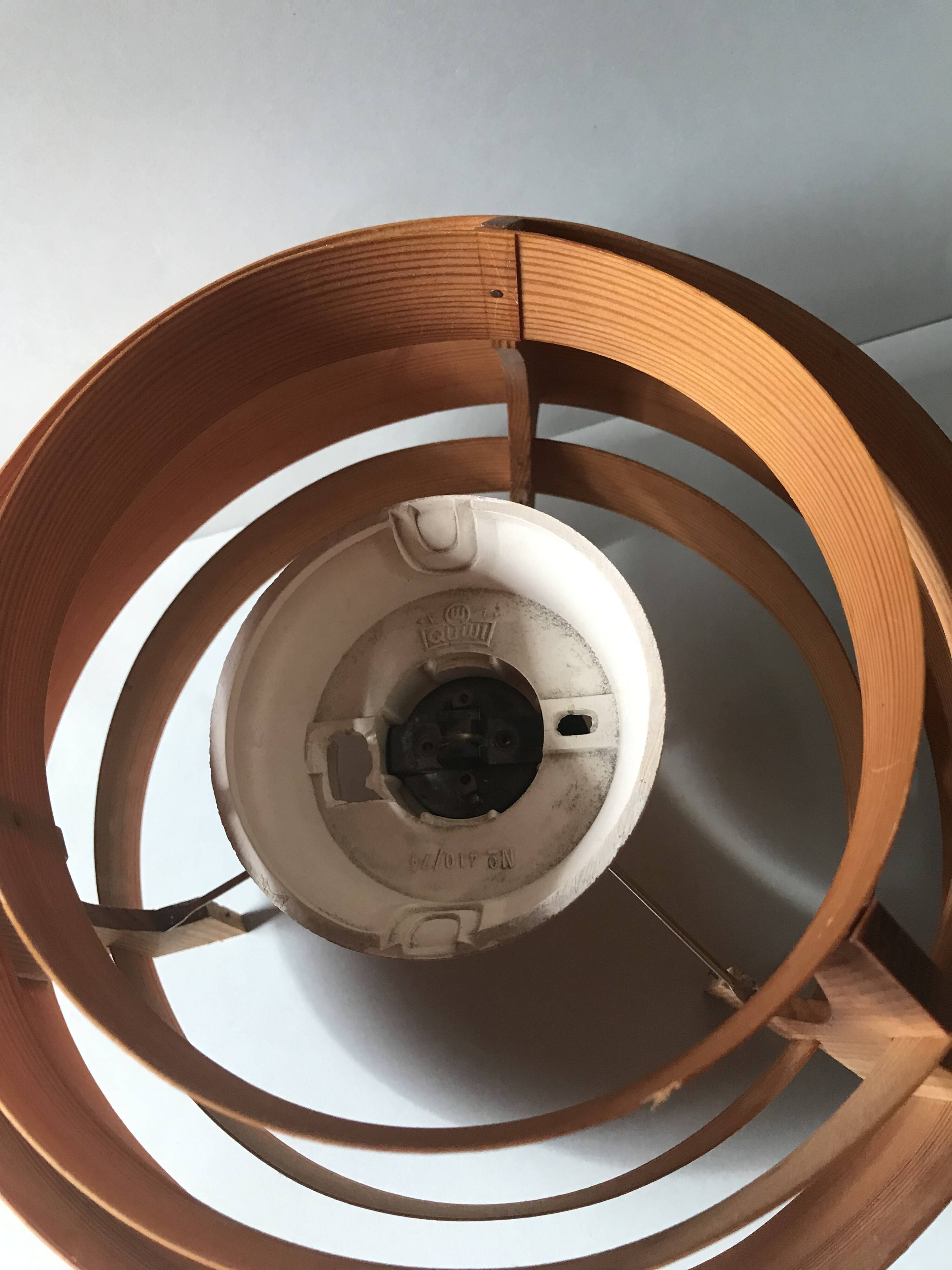 Scandinavian wooden pendant light, vintage circa 1960