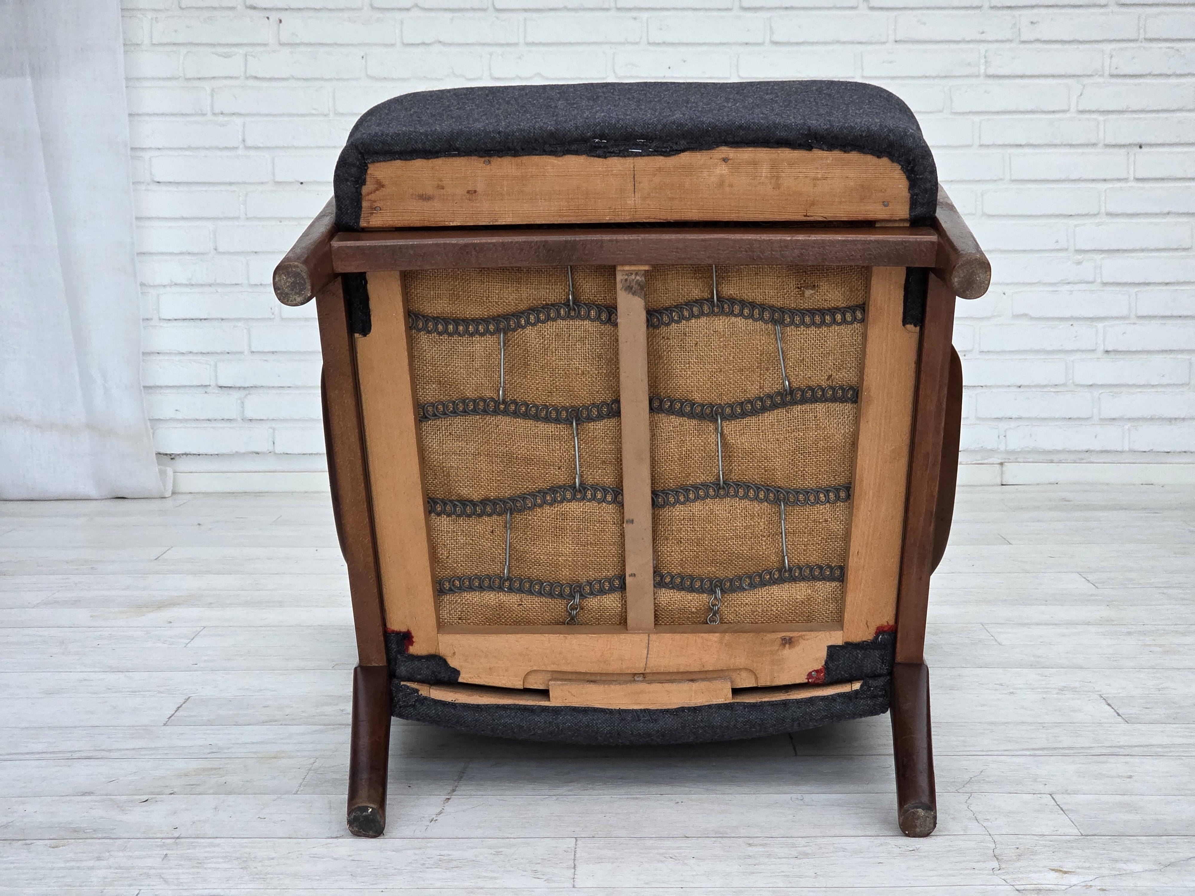 1960s, Danish armchair by Fritz Hansen model 8000/8020, furniture wool.