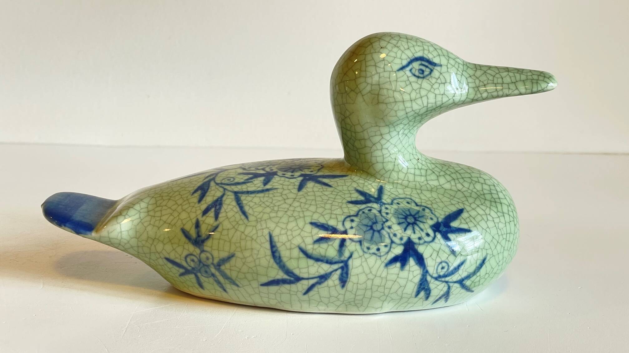 Vintage Blue Ceramic Duck