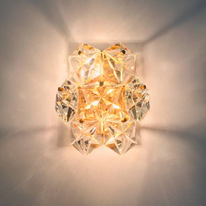 Pair of Faceted Crystal Wall Lights/Sconces from Kinkeldey, Germany, 1970s