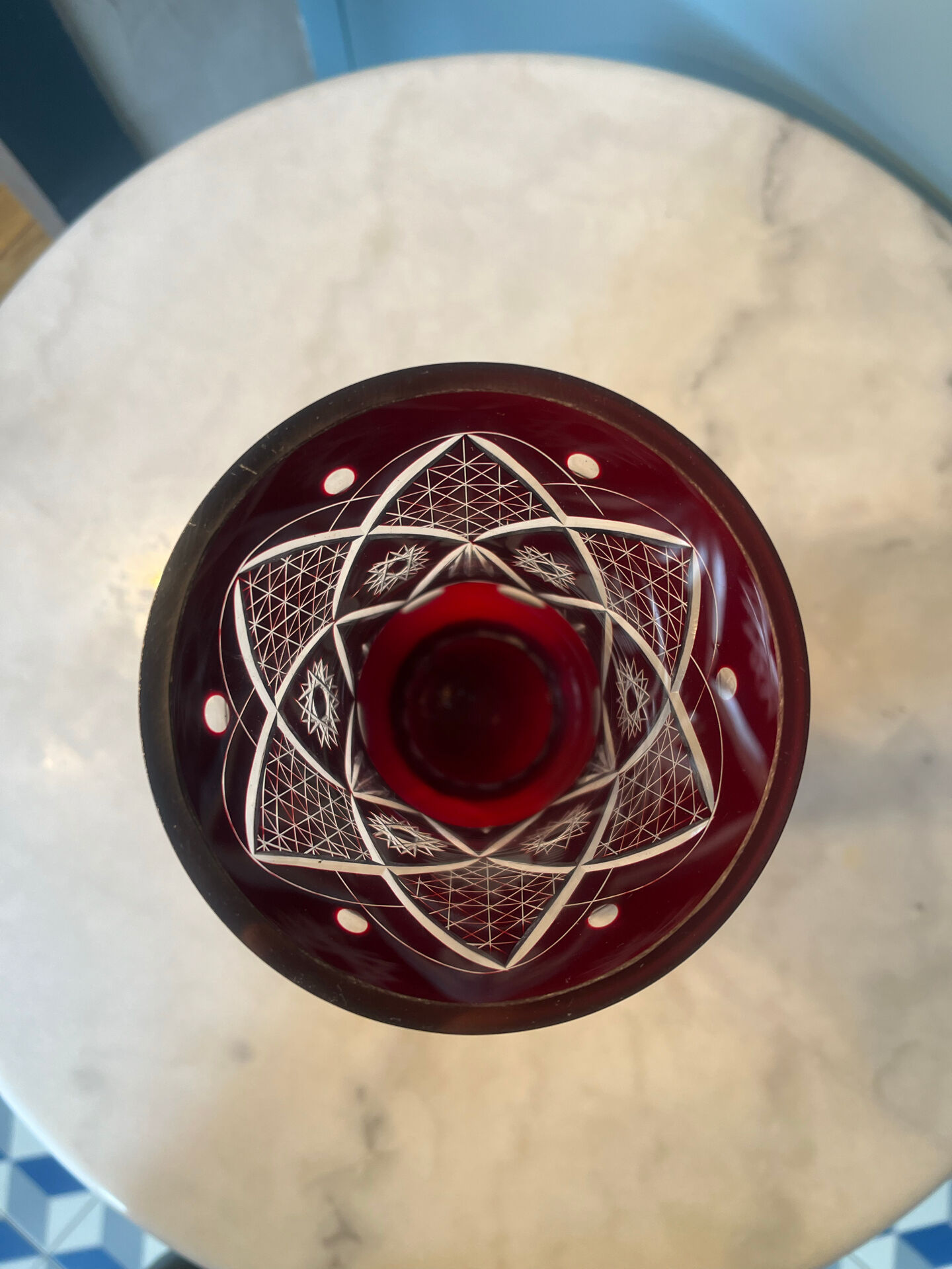 Bohemian cut crystal vase, 1950, h= 29 cm.