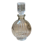 Vintage ribbed glass bottle with stopper – 19 cm