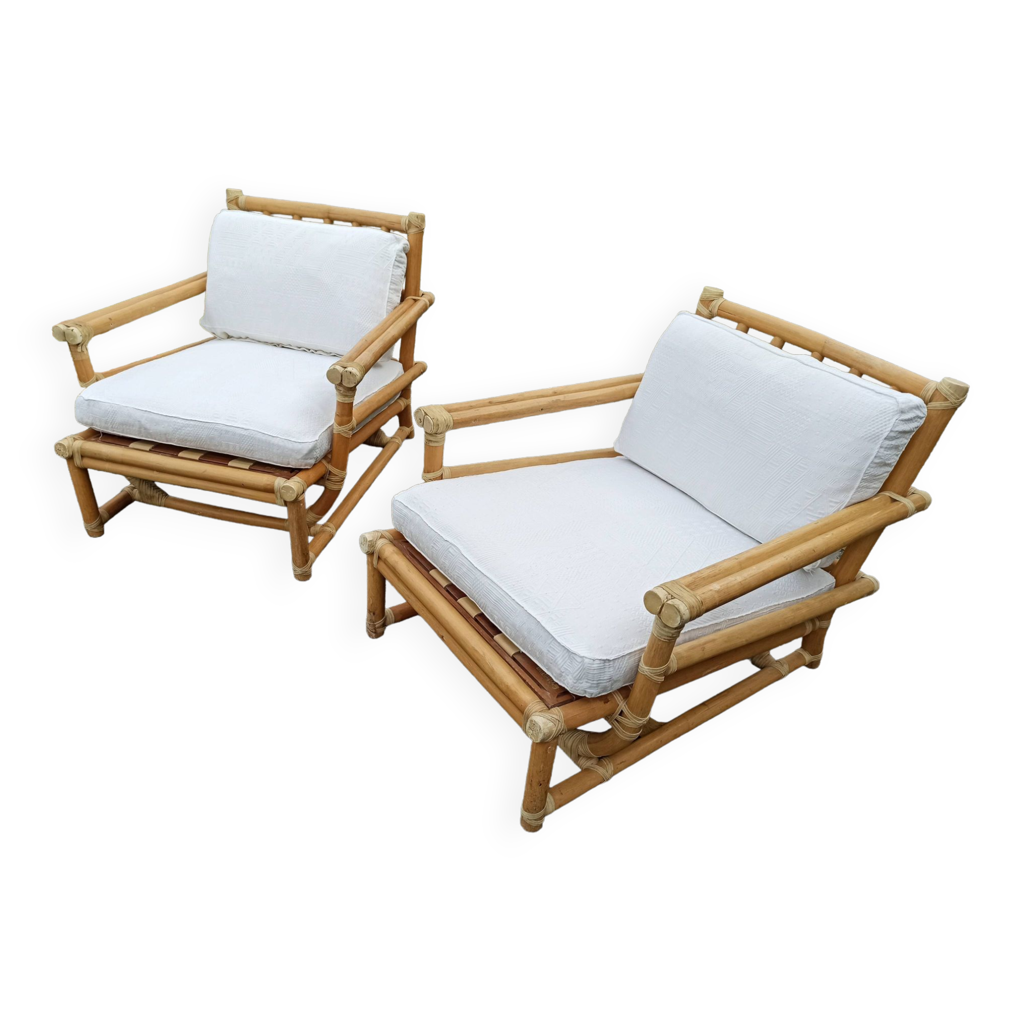 Pair of Lyda Levi armchairs for Mc Guire bamboo Italy Milan