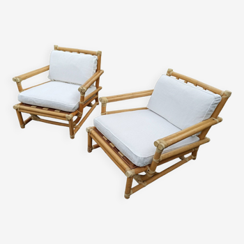 Pair of Lyda Levi armchairs for McGuire bamboo Italy Milan