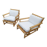 Pair of Lyda Levi armchairs for Mc Guire bamboo Italy Milan