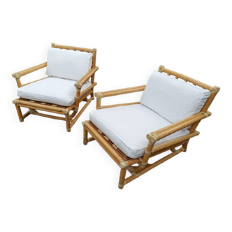 Pair of Lyda Levi armchairs for McGuire bamboo Italy Milan