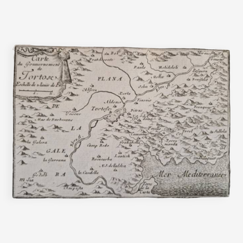 17th century copper engraving "Map of the government of Tortosa" By Pontault de Beaulieu