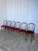 Set of 6 Vintage Bentwood Dining Chairs Set: 1970s , Red Uphols