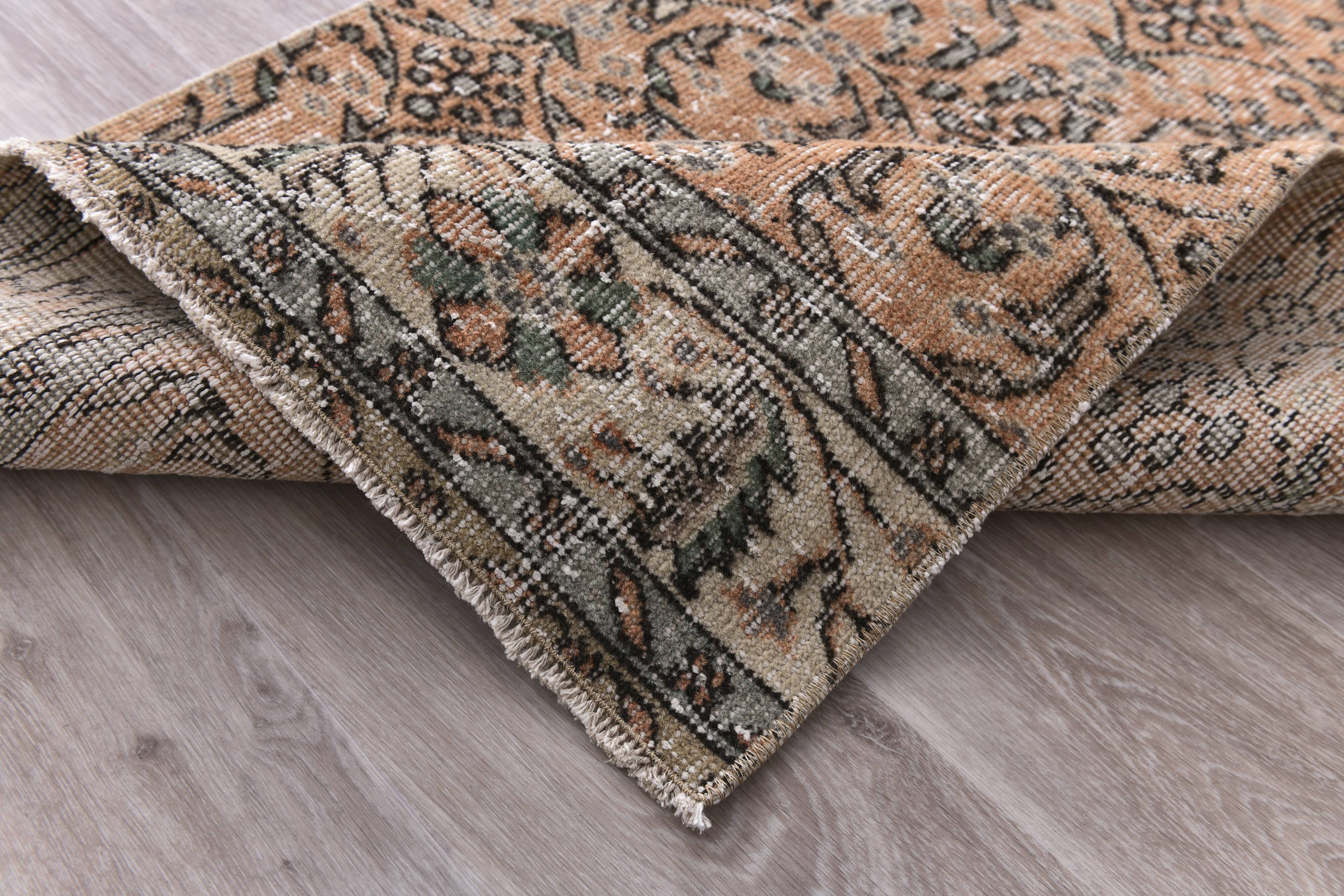 Brunt Orange & Beige Vintage Runner Rug 80x268Cm SK 240825