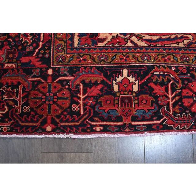 1960s Vintage Persian Handmade Wool Cotton Red Area Rug  242x339