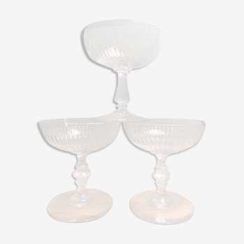 Lot de 3 coupes à champagne en cristal