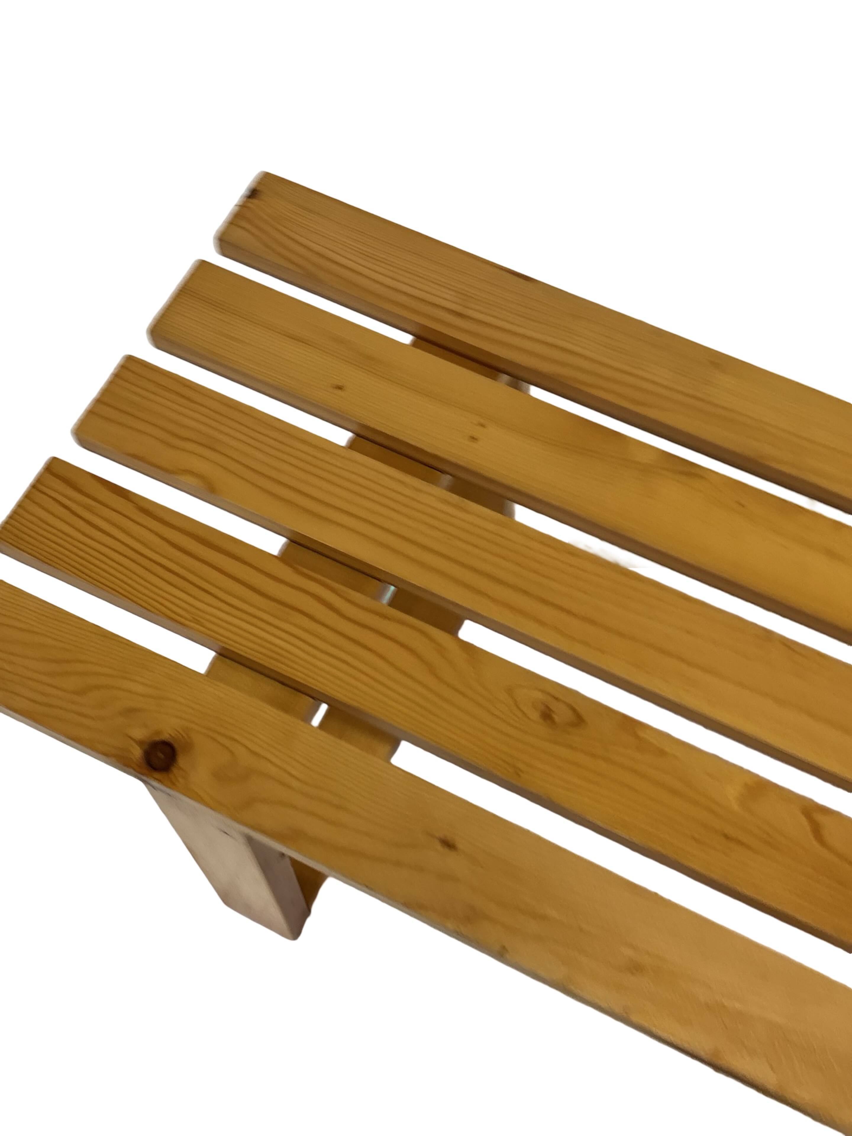 Vintage Scandinavian modern pinewood slatted bench from the 1960's