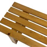 Vintage Scandinavian modern pinewood slatted bench from the 1960's