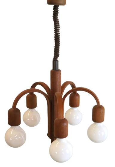 Deens design teak Domus hanglamp
