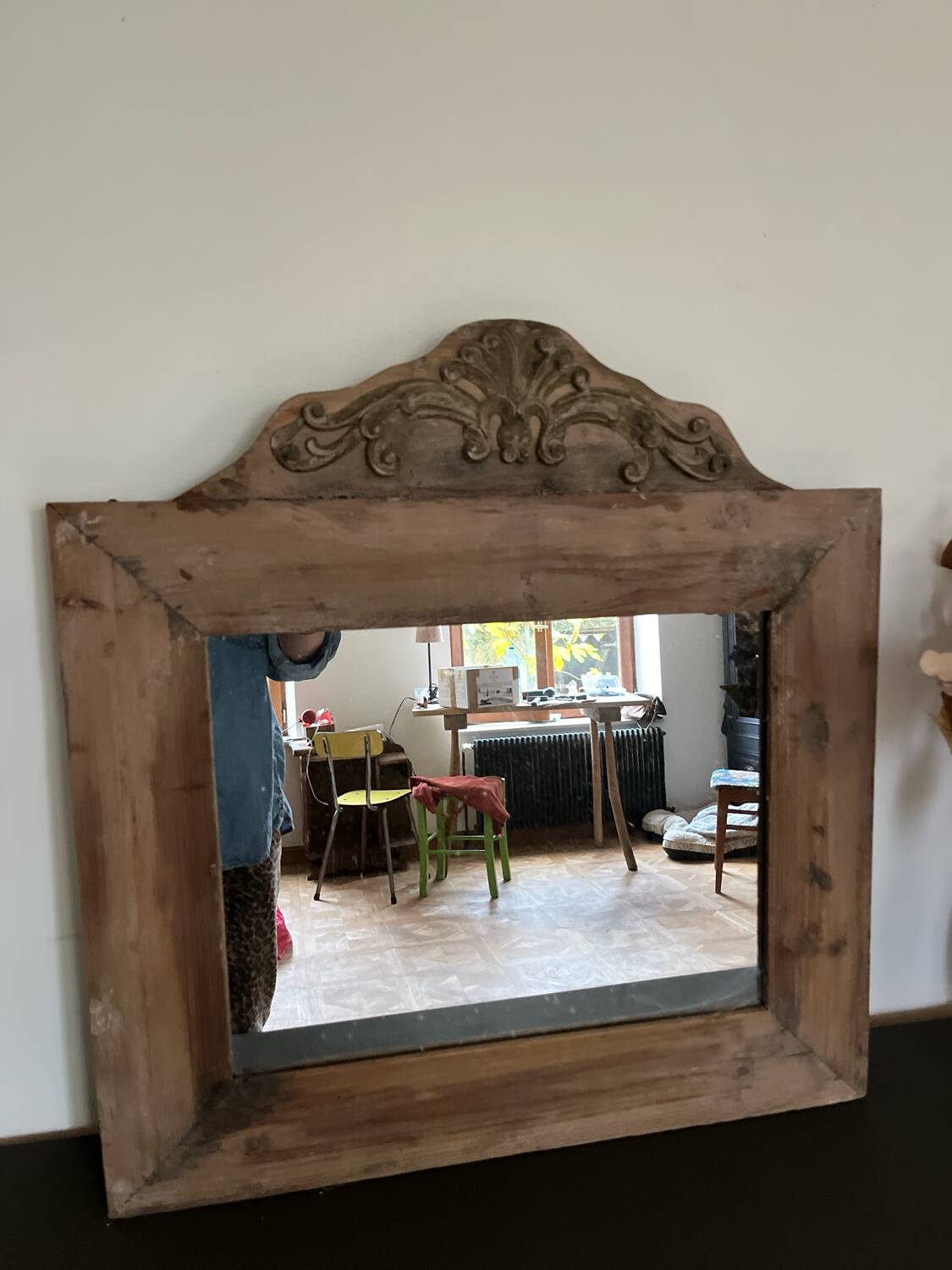 Raw wood mirror