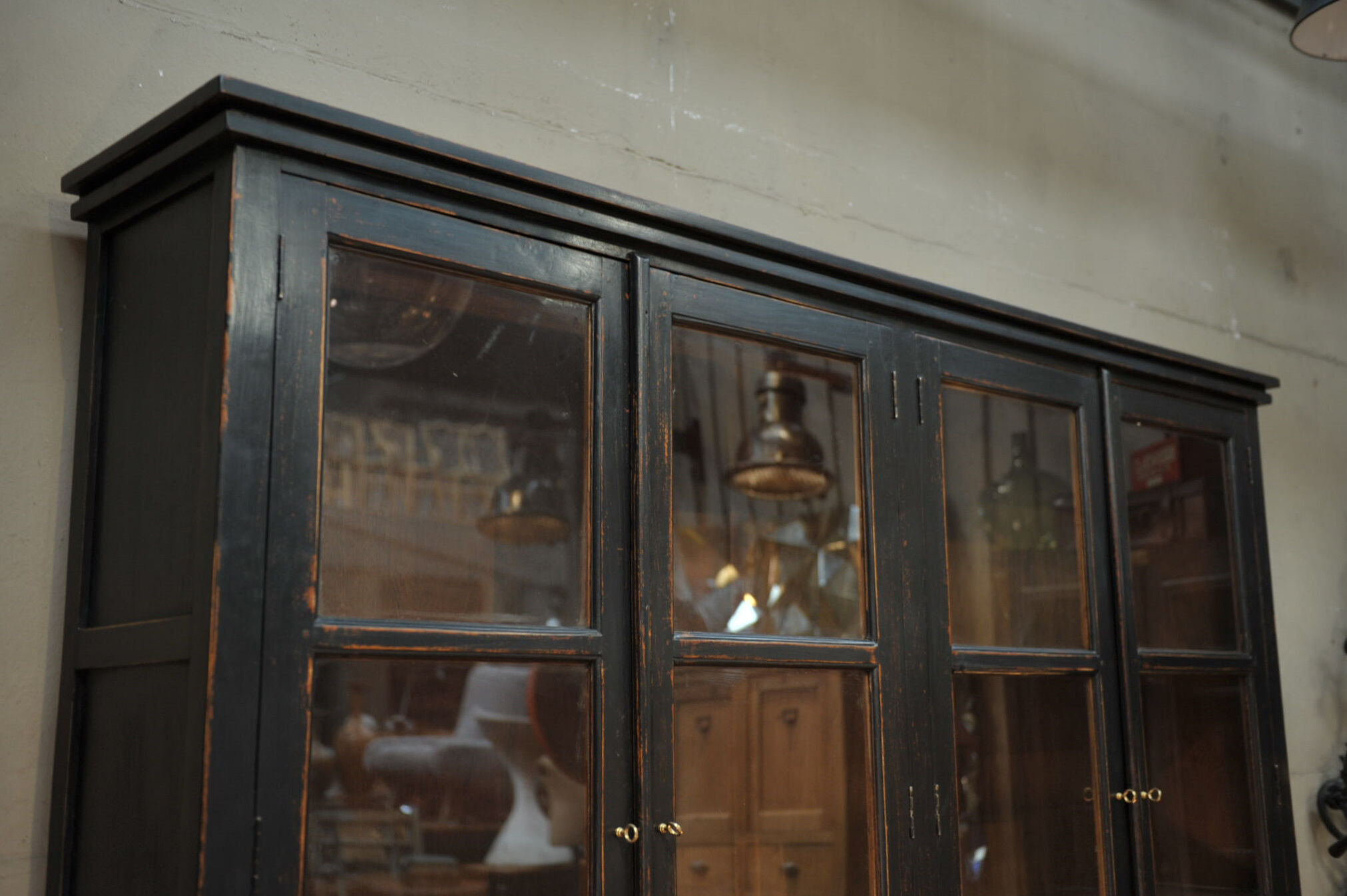 Glass library in teak 1970 patinated black